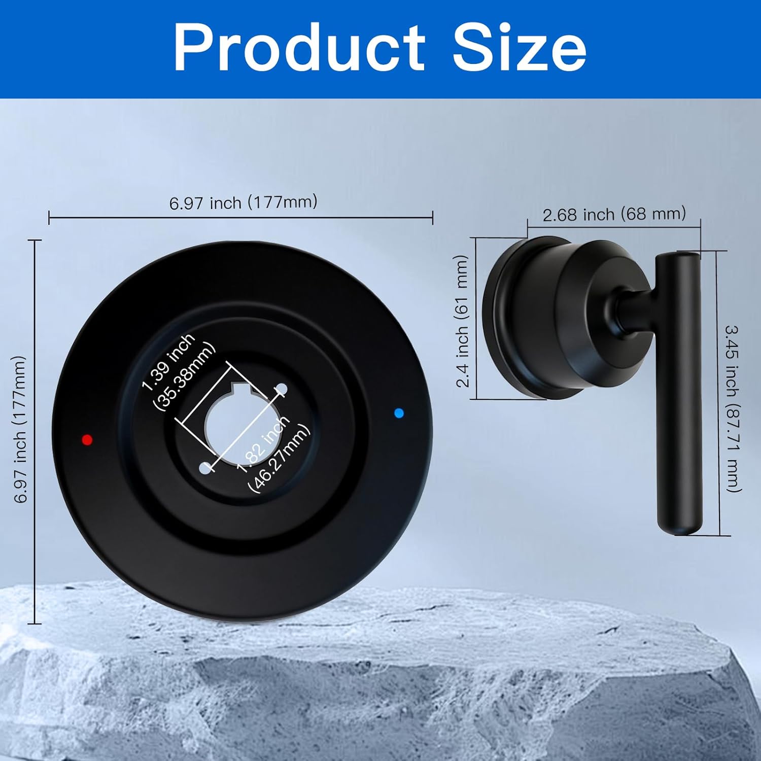 Shower Trim Kit for Moen T2901 Handle, Compatible with Moen Gibson Shower/Tub 2510/2520/2570/2590 Pressure balanced Valves Series, Repair Wobbly Handle or Bathroom Renovation,Matte Black