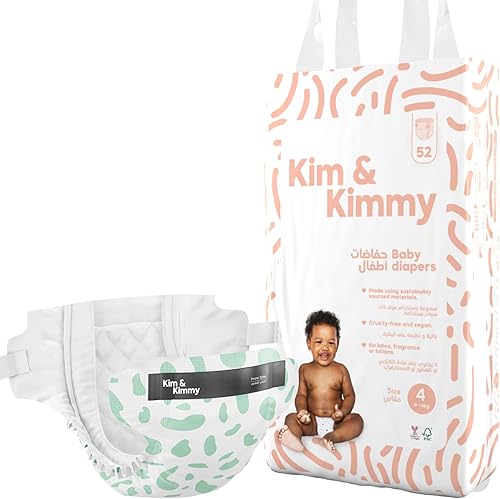 Miniatura 13 de Kim & Kimmy Pañales ecológicos, recién nacidos, hasta 11 libras, 32 pañales – Protección contra fugas de 12 horas, sin erupciones, hipoalergénicos –