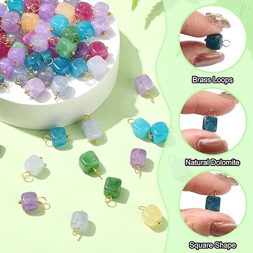 Miniatura 4 de Ipotkitt 30 dijes de piedra natural mezclados con forma de calabaza y chakras, accesorios de fabricación para aretes, pulseras, collar