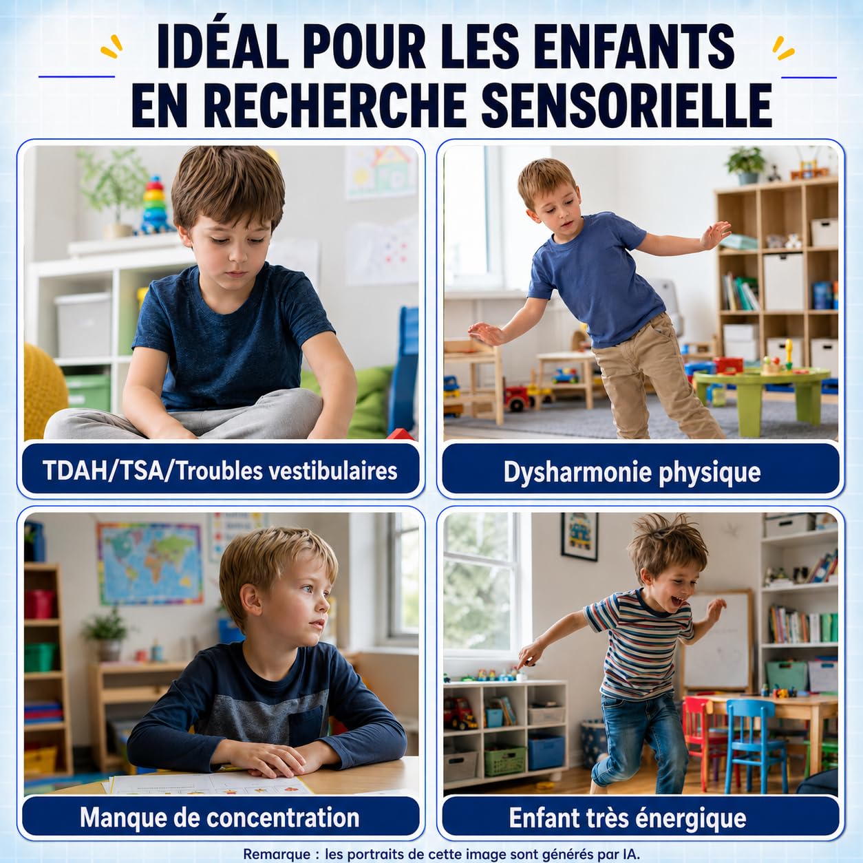 TopHomer Chaise d'équilibre rotative pour enfants – Siège pivotant 360° autisme TDAH, soulagement mal des transports, poignées sécurité base stable