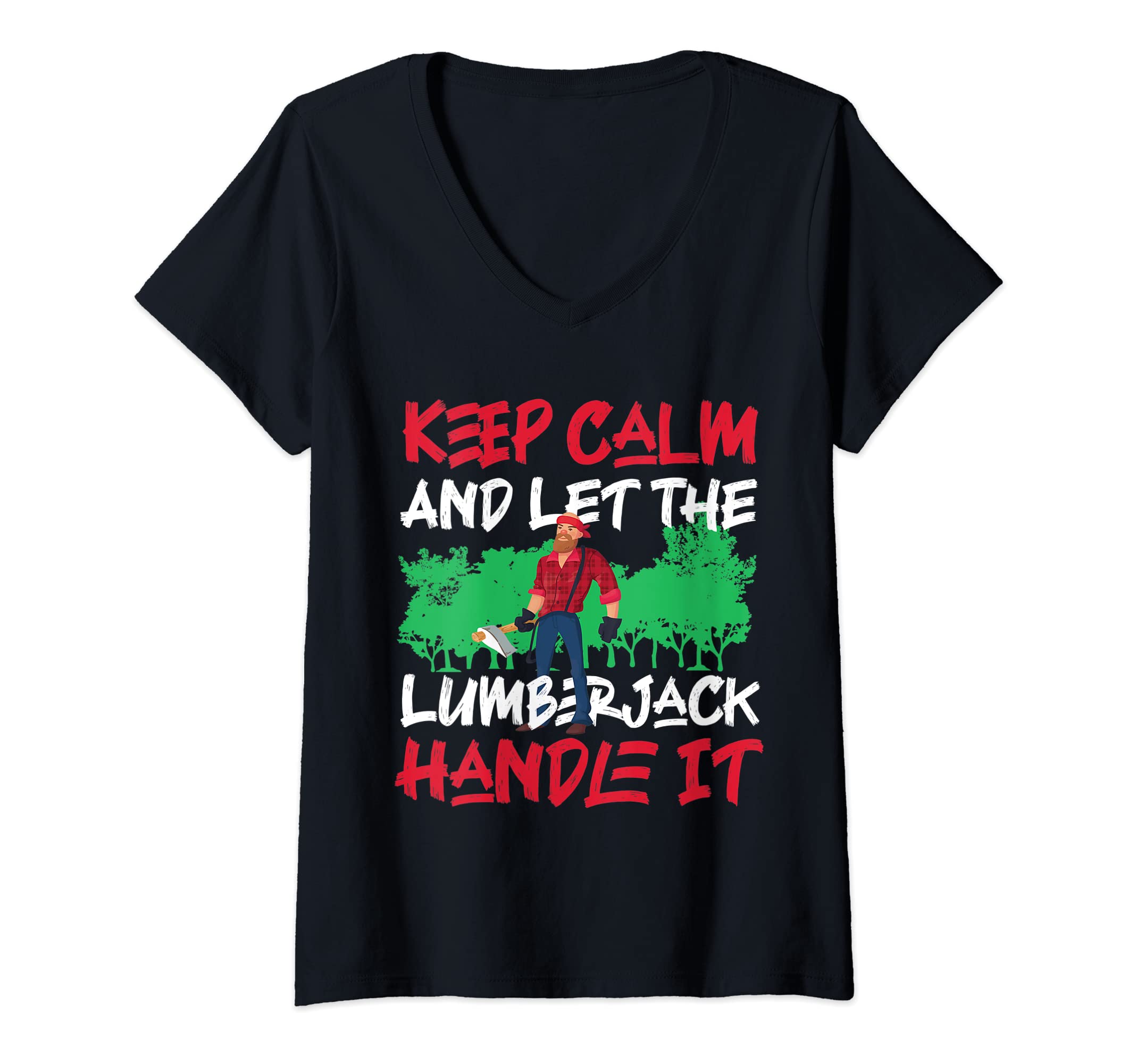 Womens Lumberjack Design For Woodman And Woodworker V-Neck T-Shirt