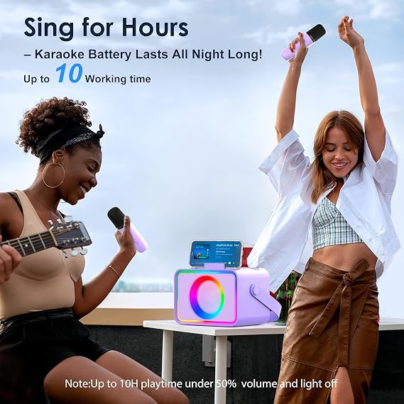 Karaoke Machine for Kids Adults,Bluetooth Speaker 2 Wireless Microphones