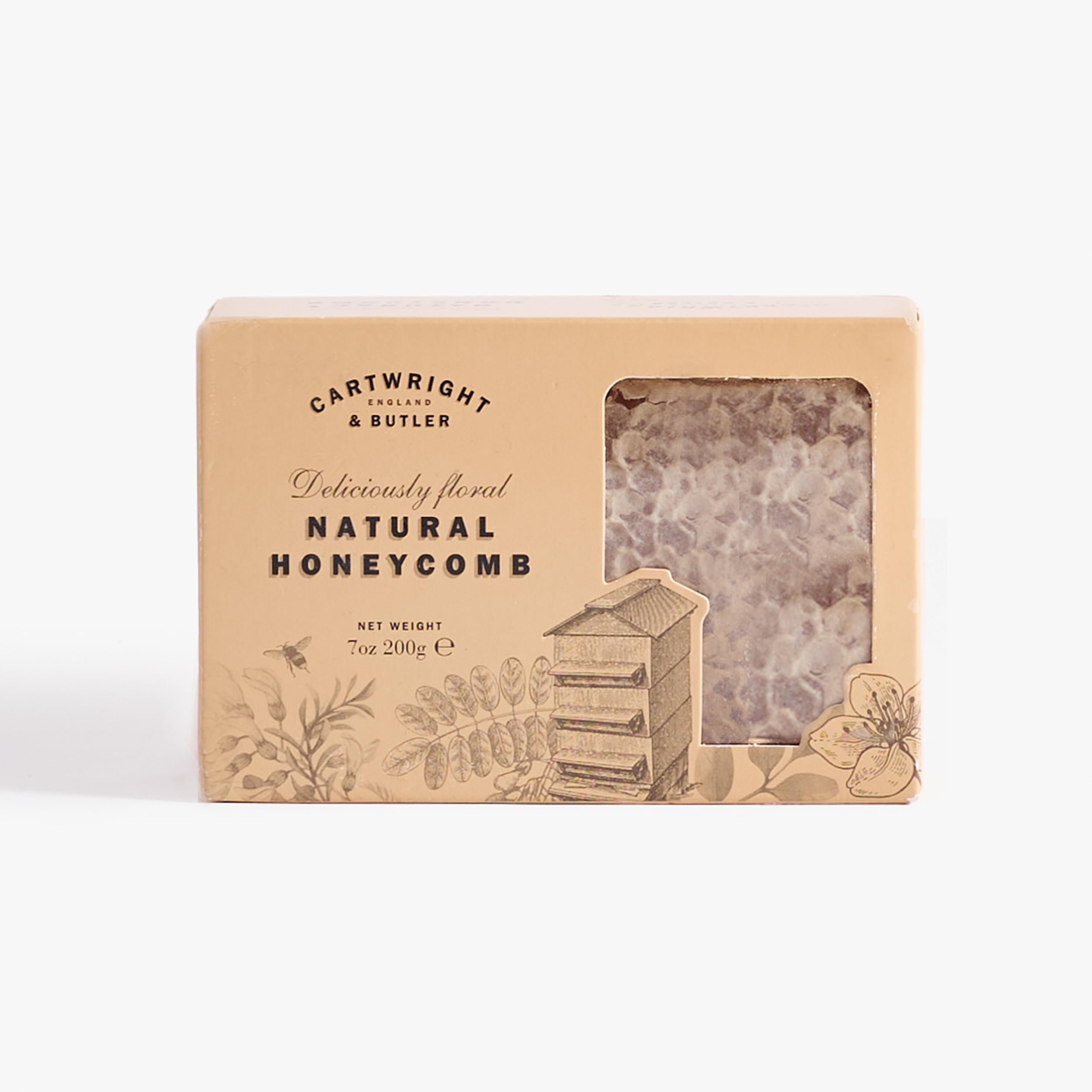 Natural Honeycomb in Carton, 200g Edible Honey Comb, 100% Natural Honey, Mild Sweet & Floral, Gluten Free Honey for Toast, Yoghurt, Drinks & Cooking