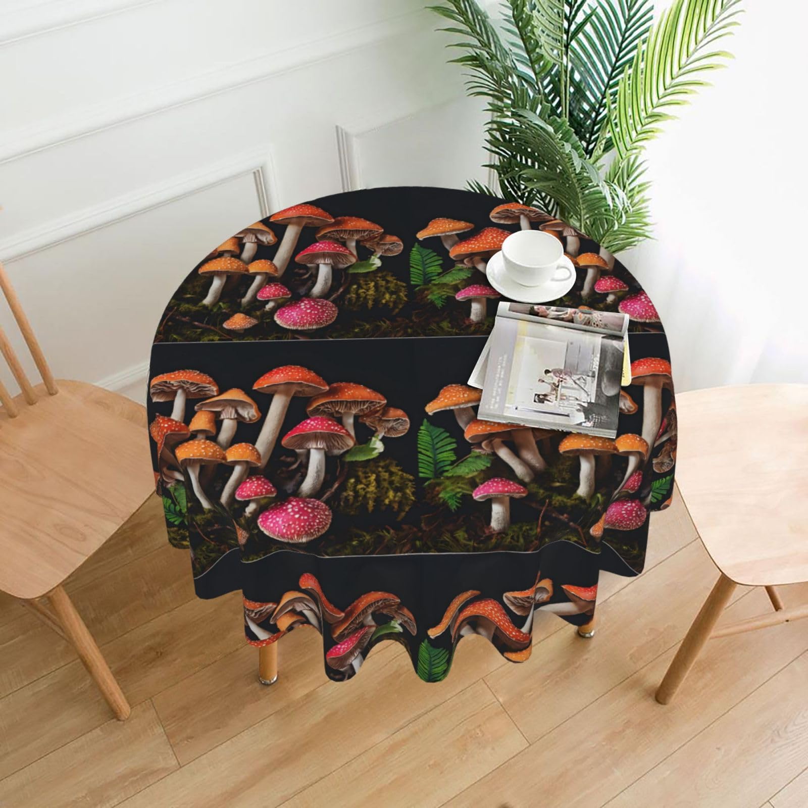 Nappe imprimée champignon réutilisable pour protéger une table basse