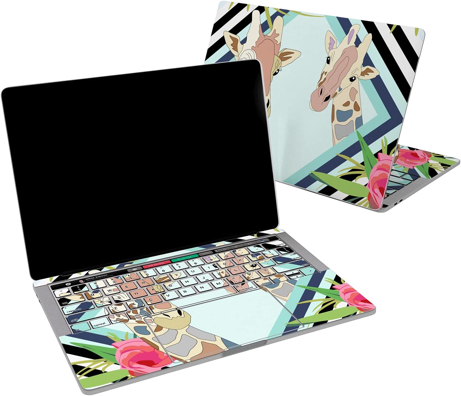 Vinyl Decal Skin Compatible for MacBook Pro 16 M3 M2 M1 14 2023 Air 15 2022 Retina 2020 Air 13 Mac 12 Graphic Simple Laptop Cover Glam Print Cute Flower Design Geometric Sticker Giraffe