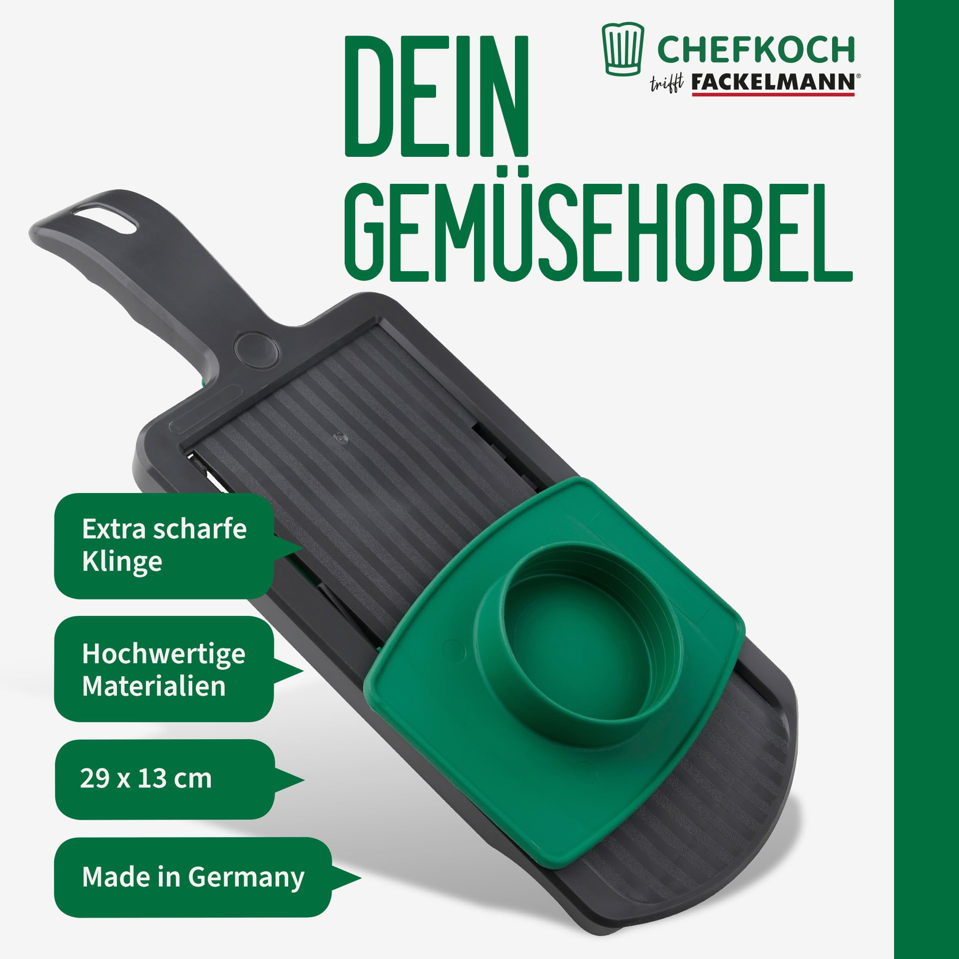 Chefkoch Vegetable Slicer with Leftover Holder and Extra Sharp Stainless Steel Blades - Perfect for Potatoes, Carrots & More - Dishwasher Safe - Adjustable Between 1 to 6 mm