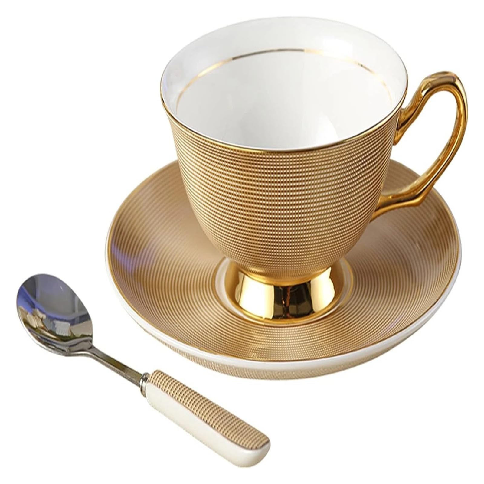 Juegos de tazas de café y platillos Delicados y elegantes juegos de taza platillo café porcelana china, 180 ml. Taza té sofisticada elegante con cuchara