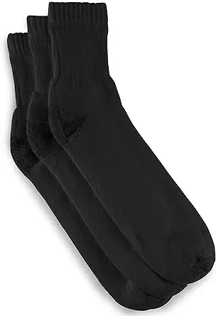Harbor Bay by DXL Men's Big and Tall Continuous Comfort 3-pk Quarter Crew Socks Black 13