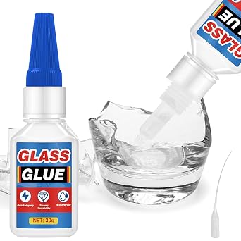Glass Glue, 30g Fast-Drying Clear Repair Glue with Anti-Clog Cap, Heavy Duty Waterproof Adhesive for Glasses, Jewelry, Woodworking, Mirror, Christmas Wreath, Sole, Model, Aquarium