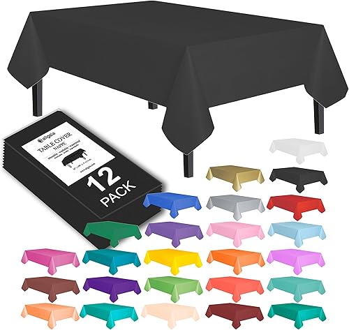 Miniatura 15 de allgala Manteles redondos desechables de plástico de alta calidad, paquete de 12, 84 pulgadas (7 pies), impermeables, resistentes a las manchas,