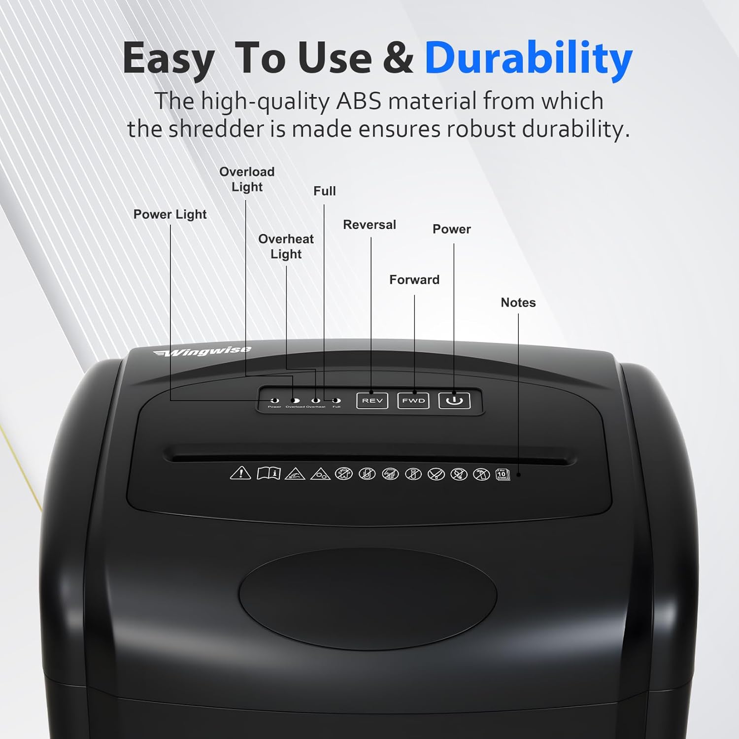 Low Noise 48dB Paper Shredder for Home, 10-Sheet Micro Cut, P-5 High Security, CD/Credit Card Shredder, 7.9 Gallons Wastebasket, Black