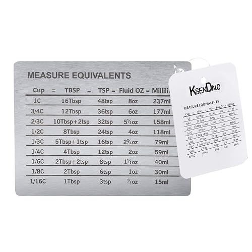 Measurement Conversion Chart with Strong Magnet Backing, KSENDALO Stainless Measurement