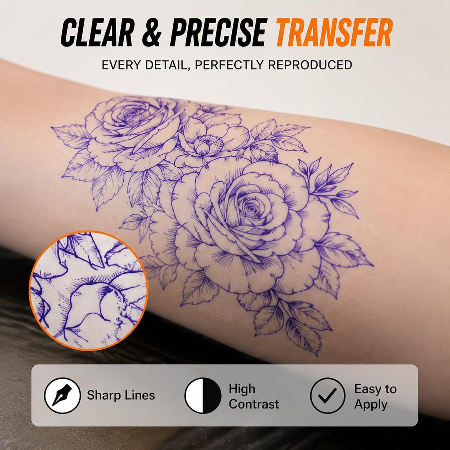 Rayyl Tattoo Transfer Paper 100 Sheets - Stencil Paper 4-Layer 8.5" x 11" Professional Thermal Transfer Paper for Tattoo Stencil Printer and Freehand Tracing Stencil Lines for Tattoo Supplies