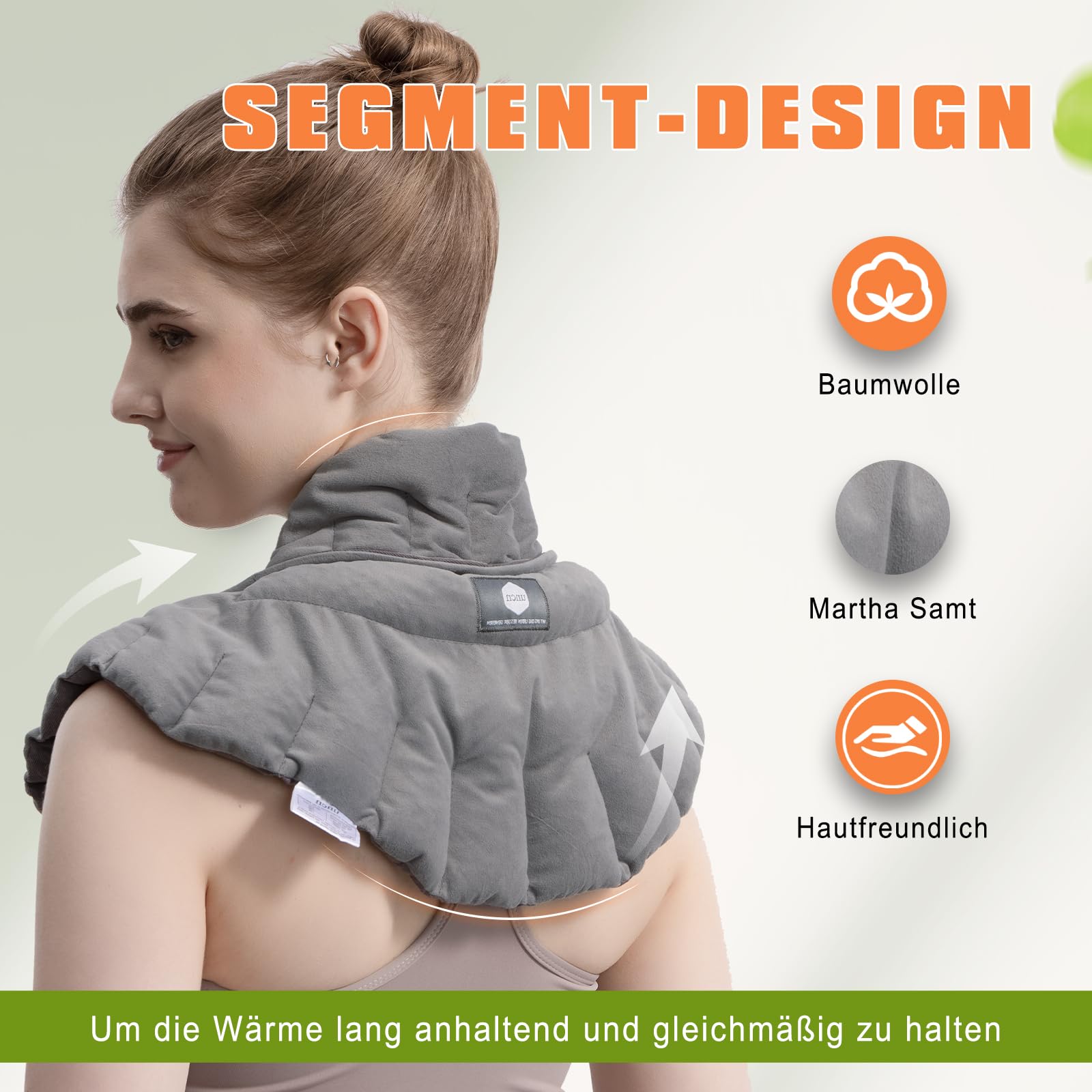 UNCN | Kirschkernkissen Mikrowelle Nacken Schulter Gross Wärmekissen Kabellos Nackenwärmer Gewicht Heizkissen Natur Körnerkissen | Mit Friedlichem Duft Baumwolle 1000g 45x26cm