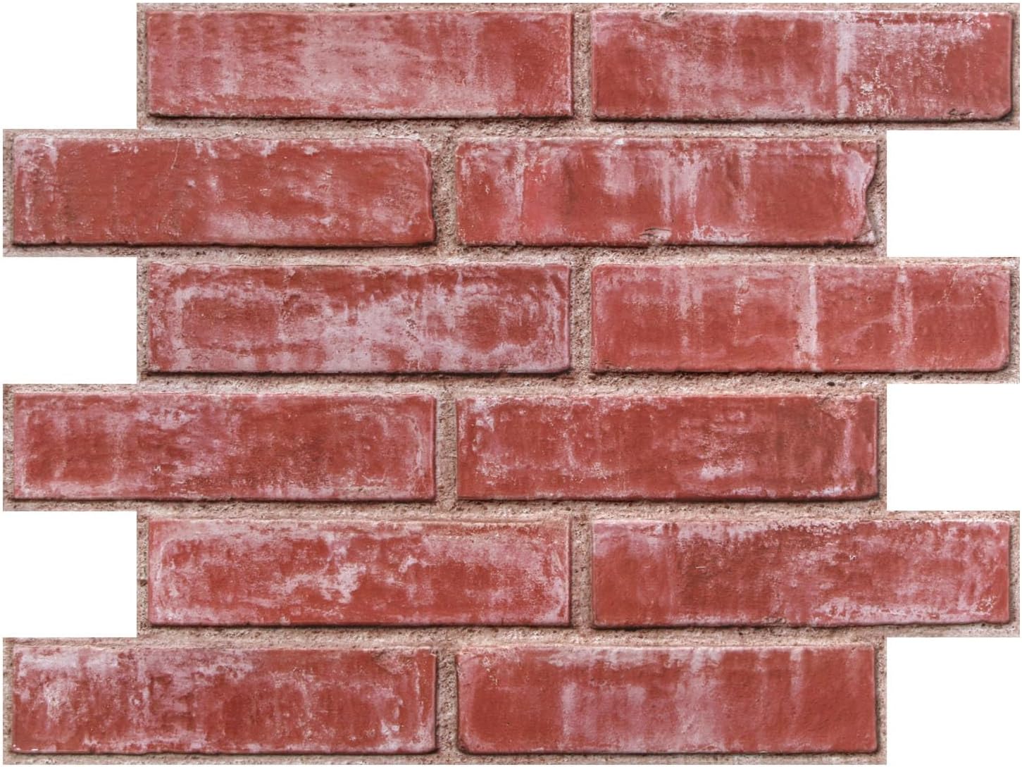 COMSTICKCDECOR Red 3D Peel and Stick Faux Brick Wall Panels, 10-Pack 15.7x11.8in - Ultra-Light PVC Tiles for Easy DIY Interior Decor
