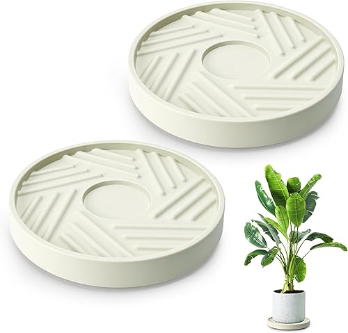 REDHUGO Carrito redondo para plantas con ruedas ocultas, soporte rodante para plantas con ruedas, carrito de plantas resistente con ruedas para