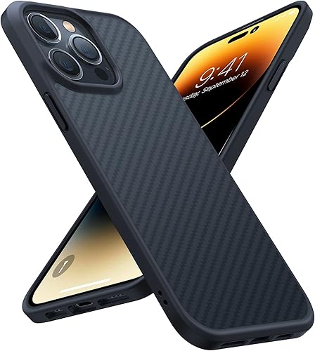 Funda diseñada a prueba de golpes para iPhone 14 Pro Max, protección contra caídas de grado militar, a prueba de golpes, color negro, parte trasera