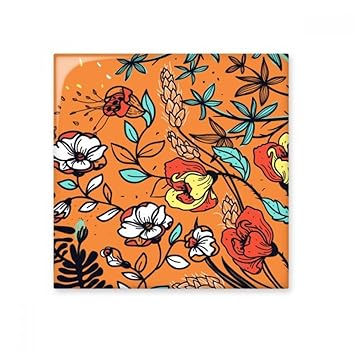DIYthinker Orange Modern Art Lily Camellia Flowers Plants Drawing Ceramic Bisque Tiles For Decorating Bathroom Decor Kitchen Ceramic Tiles Wall Tiles Small Small Multi