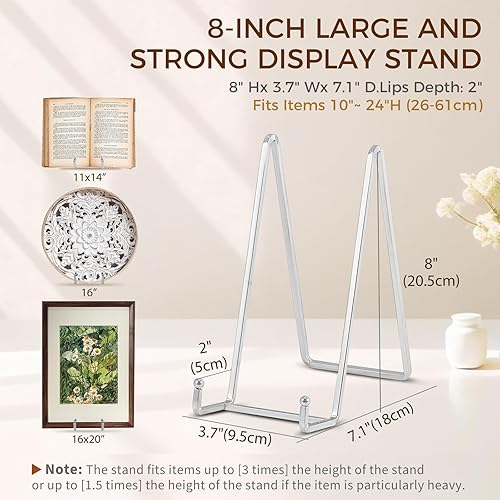 Miniatura 2 de Soporte para platos  Soporte de placa de metal de 8 pulgadas para exhibir  Soporte de fotos de mesa  Caballetes de hierro plateados para mostrar