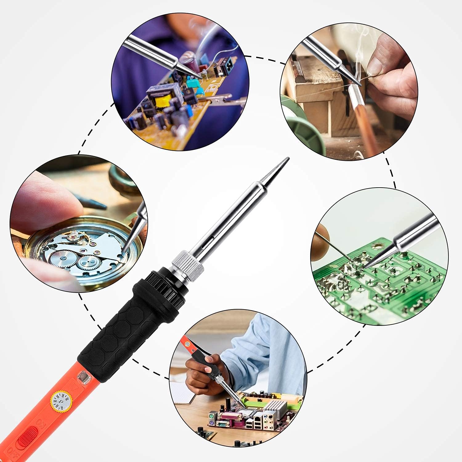 Suреr Sаlе 🛒 Soldering Iron Kit, 24 in 1 Upgrade Welding Soldering Iron Tools with Digital Multimeter, 60w Adjustable Temperature Soldering Iron with On/Off Switch, Soldering Tips, Desoldering Pump, Soldering Wire