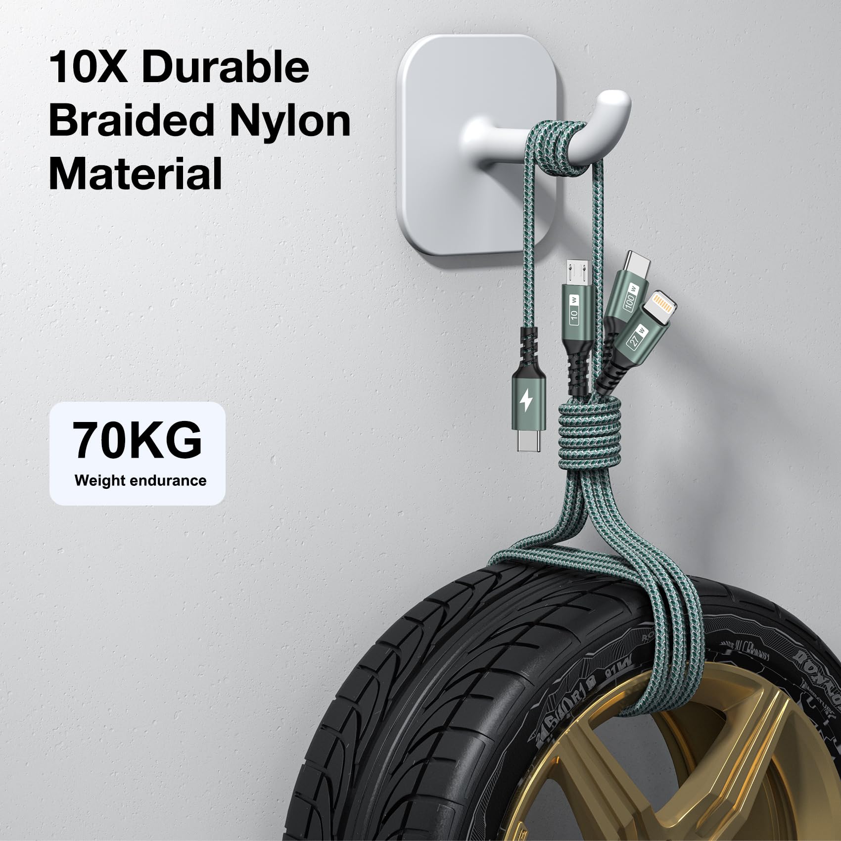 100W Cavo USB C Ricarica Multiplo, [1.2M] Cavo Ricarica Multiplo,USB C a USB C PD [100W]+USB C a Lightning [27W]+USB C a Micro [10W] per Galaxy S23/iPad Pro,iPad Mini, MacBook Pro/Air/iPhone 15 14 13