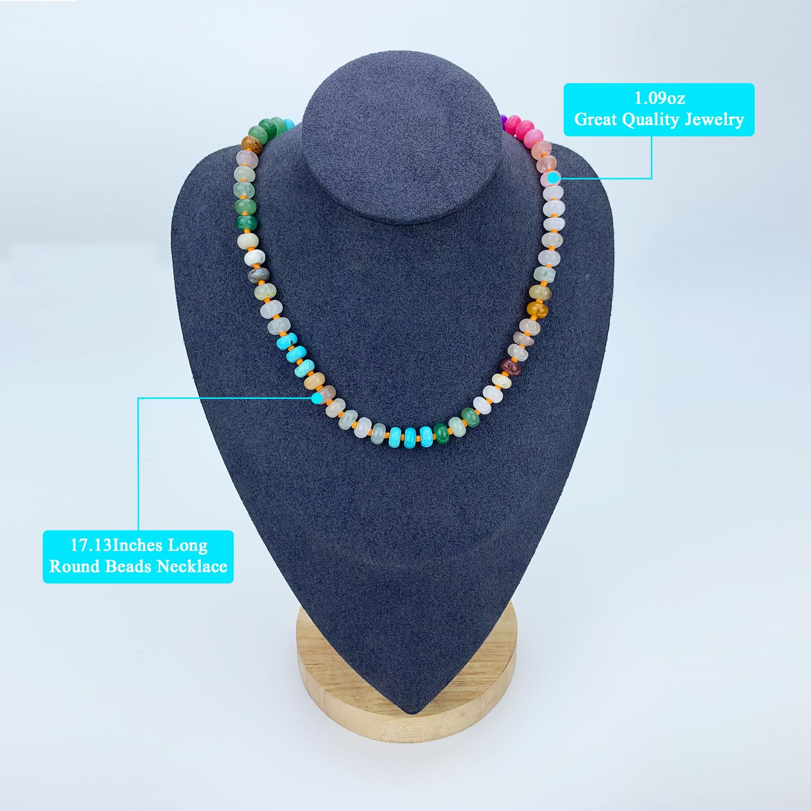 Pietra preziosa con perline da donna, girocollo con perline in pietra naturale colorata Boho, gioielli da spiaggia estivi, regalo per donne