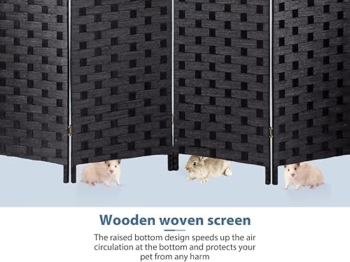 Miniatura 2 de Divisores de habitación hechos a mano de malla de madera tejida y divisores con doble cara tejida, divisor de pantalla plegable portátil para