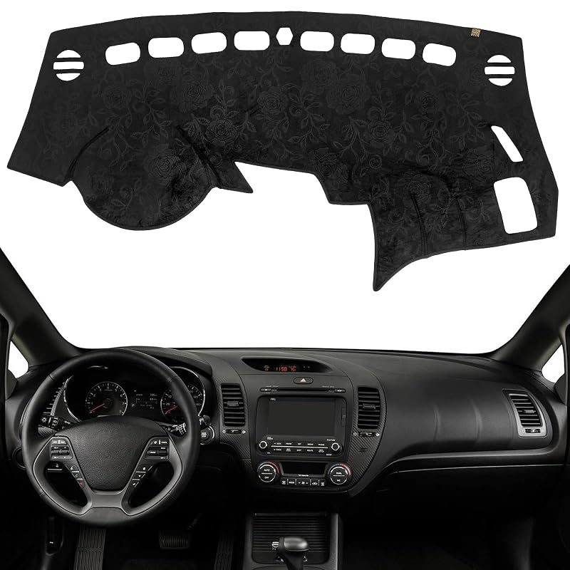 Capa para Painel Automotivo KEYOOG em Flanela Preta com Relevo para Kia Forte 2014–2018, Forte5 2014–2018 e Forte Koup 2014–2017