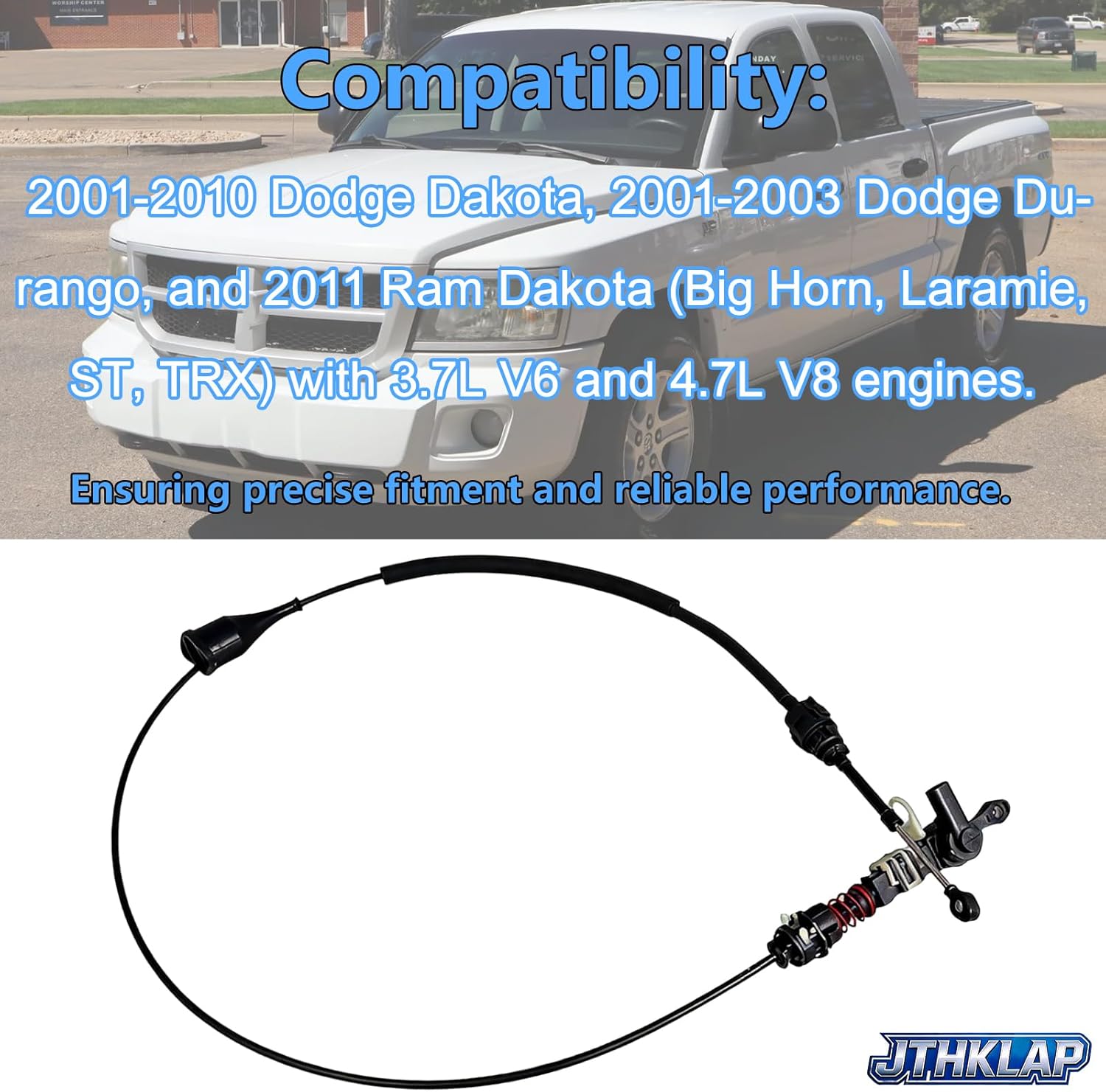 52110005AL Automatic Transmission Shifter Cable Assembly Compatible with 2001-2010 Dodge Dakota, 2001-2003 Durango, 2011 Ram Dakota 3.7L V6 4.7L V8