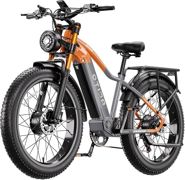 OTIDA Peak 3000W Dual Motors Electric Bike for Adults 32MPH with 48V 20Ah Battery, 26 x 4 Fat Tire Full Suspension Ebike