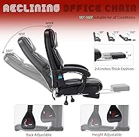 Vista 5 de Massage Office Chair with Foot Rest 6 Points Vibration and Heat Home Office Desk Chairs for Heavy People 400lbs Reclining Managerial Chairs