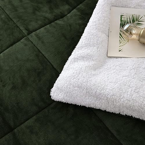 Miniatura 4 de Seward Park - Juego de edredón Sherpa verde oliva tamaño Twin XL, ropa de cama suave y cálida para todas las estaciones, manta de otoño, juego de