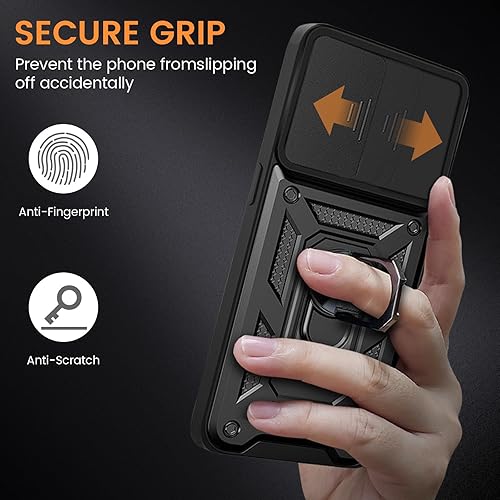 Miniatura 4 de Funda diseñada para iPhone 11 Pro con soporte, protección de cámara Cubierta de protección de cámara deslizante de grado militar, anillo giratorio