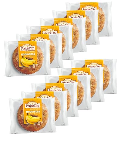 Prairie City Bakery Down Home Monster Muffins envueltos individualmente, 6 onzas, paquete de 12 (nuez de plátano, paquete de 12)