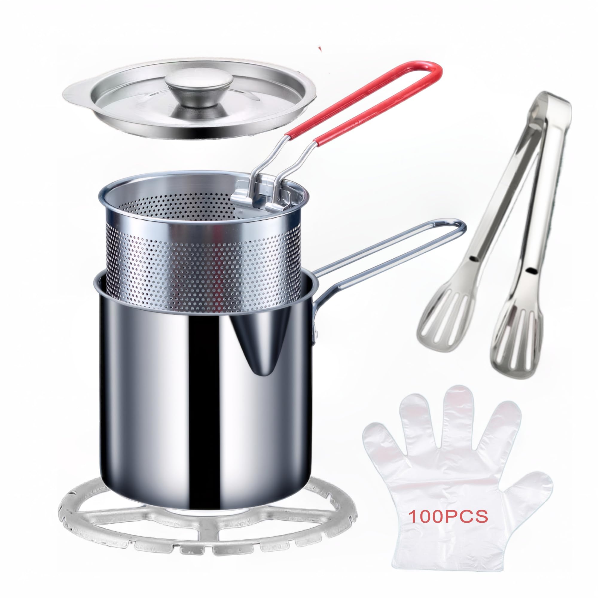 Frypro Frying Pot Master with Strainer Basket, Deep Stainless Steel Oil Fryer Pot for French Fries Chicken Steak Shrimp