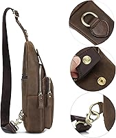 Vista 48 de LUKZIJAES Bolso bandolera de cuero genuino para hombre marrón (#1-Brown)