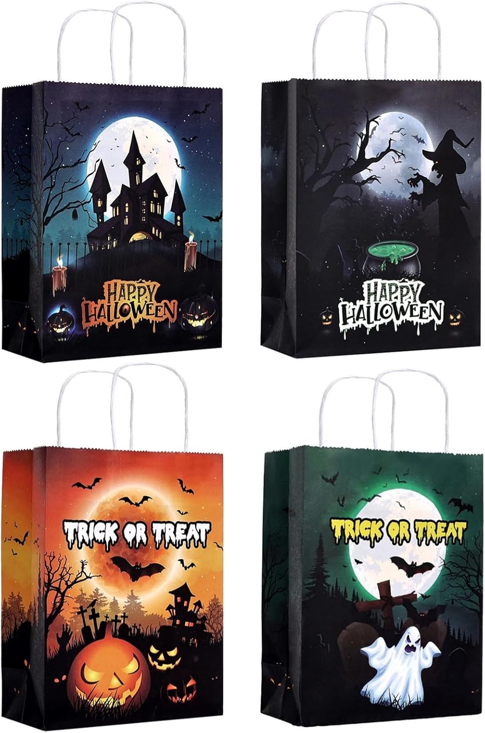 PAICUIKE 24 Pcs Halloween Paper Gift Bags, 6.3x3.1x8.3Inch