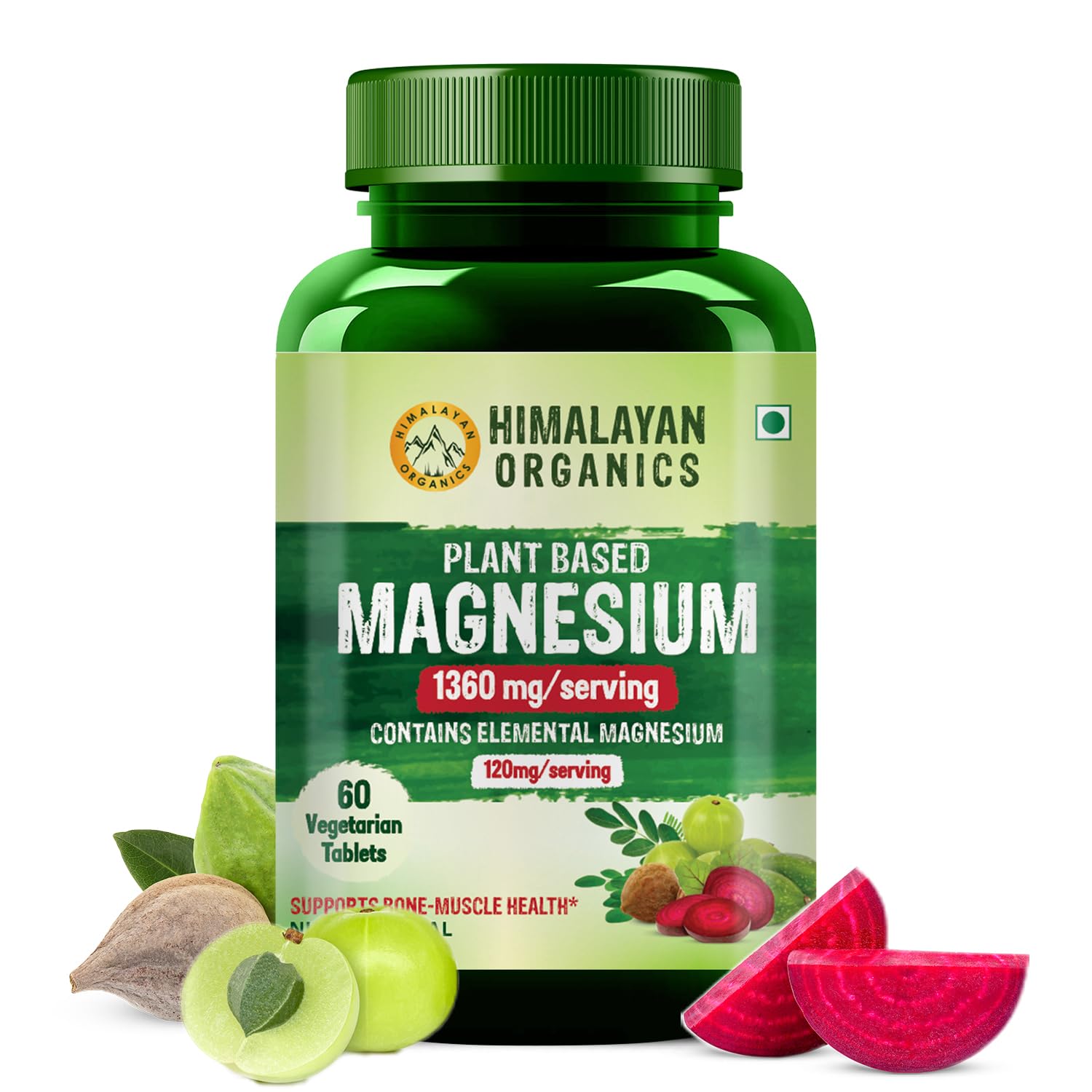 Vlados Himalayan Organics Plant Based Magnesium Supplement 1360mg With Turmeric Spirulina, Wheatgrass, Moringa | Supports Bone Muscle & Bone Health | Boost Energy Level - 60 Veg Tablets (B08HPB8JGM) Amazon Price History, Amazon Price Tracker