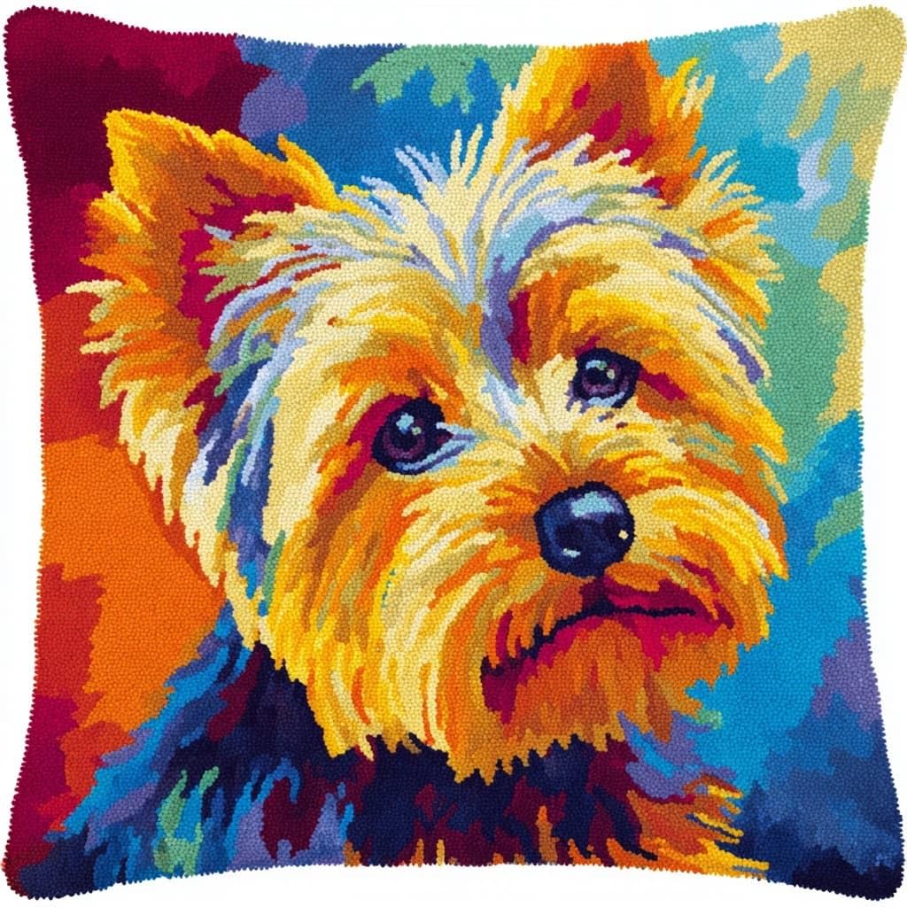 Henypt DIY Latch Hook Rug Kits,Latch Hook Cushion Kits, Dog