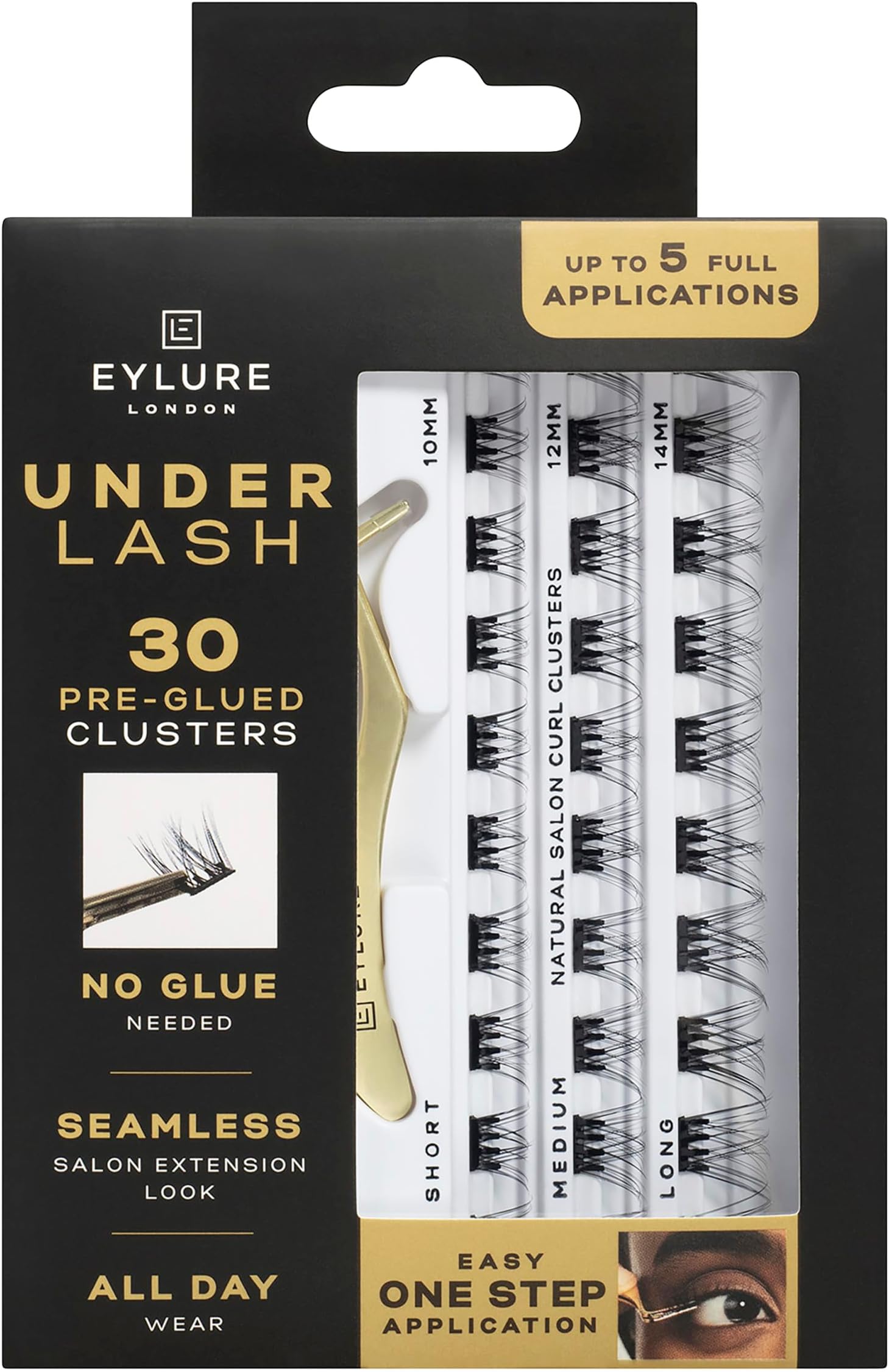 Underlash Press On Pre-Glued Lash Clusters, 30 Count (Includes Applicator, No Glue Needed, Up to 5 Applications)