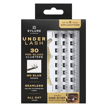 Eylure Underlash Press On Pre-Glued Lash Clusters, 30 Count Includes Applicator, No Glue Needed, Up to 5 Applications