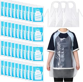 400 Pack Plastic Disposable Aprons Adults 24 x 37 Inch Large Clear Aprons for Cooking Disposable Smocks for Painting Picnic DIY Crafts Birthday Party Meeting Various Needs