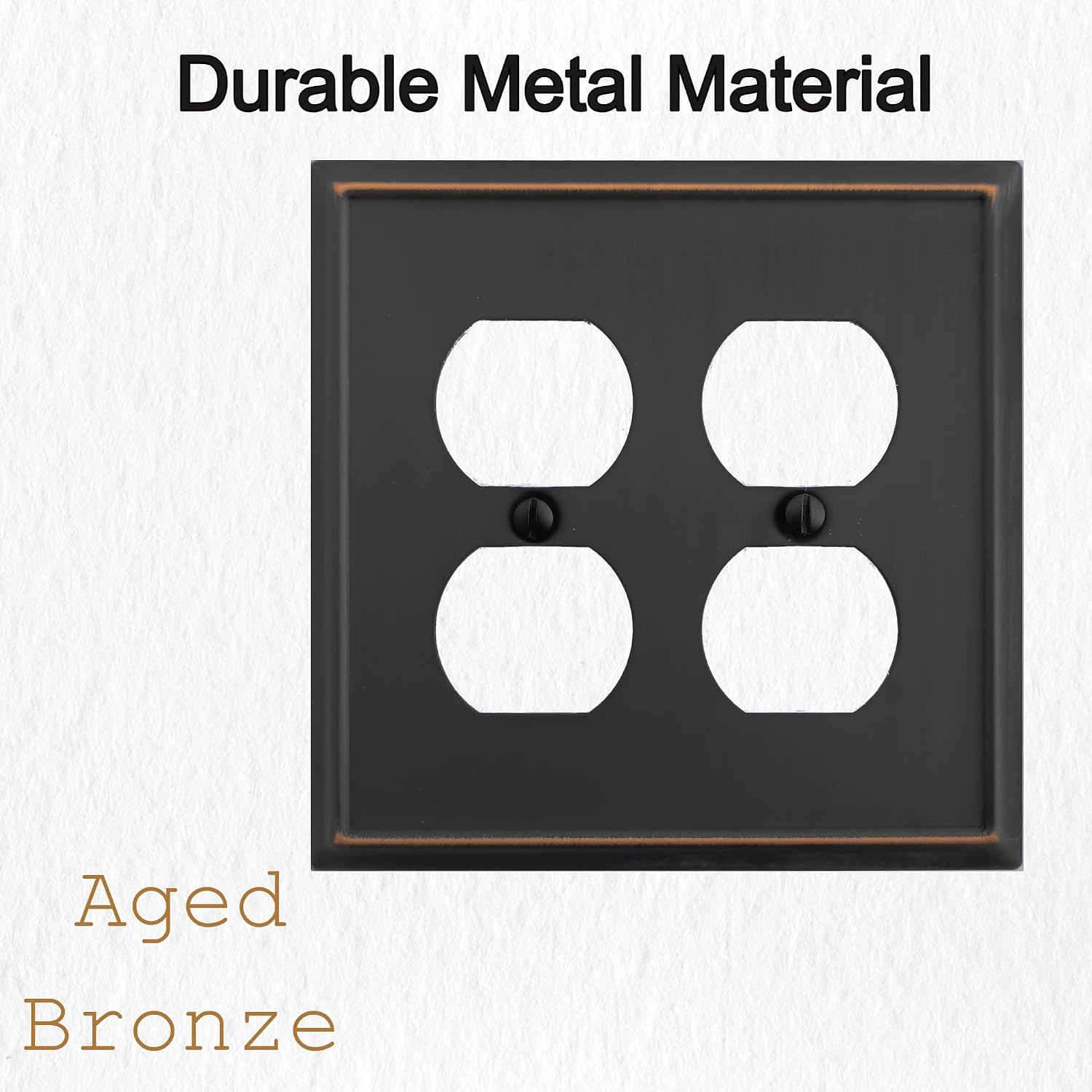 OKAWYC Double Duplex Outlet Light Switch Cover Aria Metal Wall Plate, 2-Pack Aged Bronze 2 Gang, for Receptacle Light Switch, Switch Cover Decorative Wallplate, Durable image 3