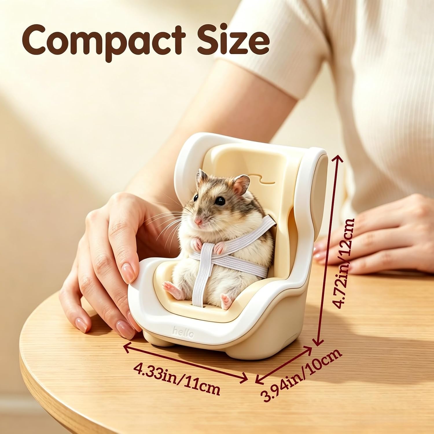 Hamster Car Seat, Doll Car Seat Adjustable Leash Gerbils Car Vent Holder with Vent Clip & Magnetic Base for Small Animal Guinea Gerbils Pigs Mice in Vehicles, White Beige image 4