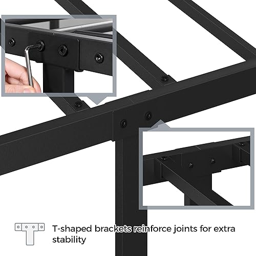 Miniatura 5 de Topeakmart Base de cama Queen con cabecera de estilo vintage, base de colchón, no necesita somier, almacenamiento debajo de la cama, soporte de