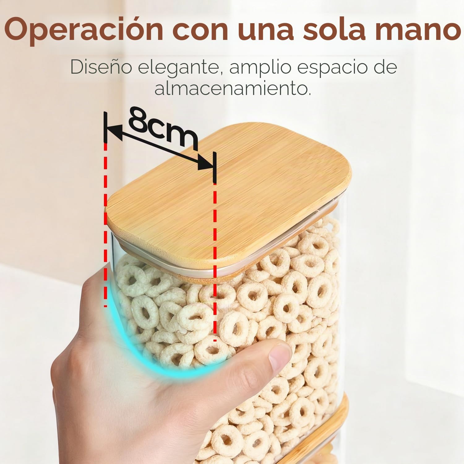 ComSaf Tarros de cristal con tapa 2,1 L, pack de 3 para cocina y despensa | Frascos de vidrio, Botes cocina almacenaje, Tapas de bambú, Pienso para perros, Hojas de té, Anís estrellado