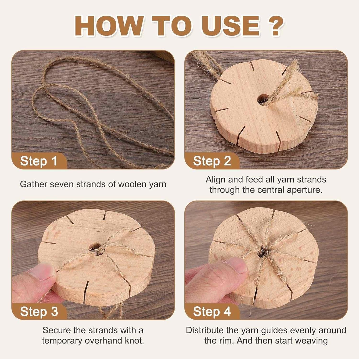 MECCANIXITY Kumihimo Disk, 8 Slots Wood Round Braiding Plate Beading Cord Disc Weaving Board for Bracelets Braided Knitting Weaving Rope Cord DIY Crafts