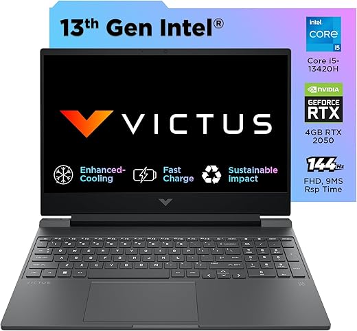 HP Victus, 13th Gen Intel Core i5-13420H, NVIDIA RTX 2050, 16GB DDR4, 1TB SSD (Win11, Office21, Silver, 2.3kg) 144Hz, 9MS, IPS, 15.6-inch(39.6cm)…