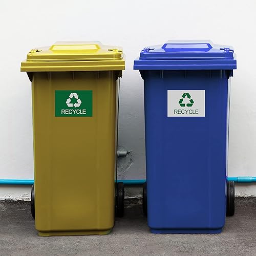 Miniatura 7 de Gentle North Paquete de 2 calcomanías de reciclaje para bote de basura (10 x 7 pulgadas), calcomanías de reciclaje para papelera, calcomanías de