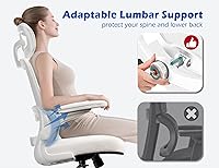 Vista 3 de TRALT Silla ergonómica de oficina, silla de escritorio con reposacabezas ajustable, silla de computadora de soporte lumbar, silla cómoda de malla